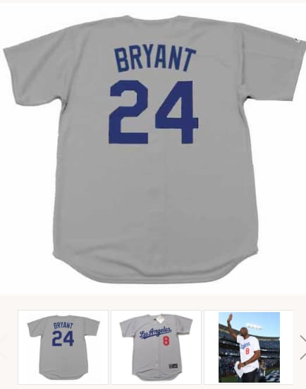 KOBE BRYANT Los Angeles Dodgers 1960's Away Majestic Throwback Baseball Jersey