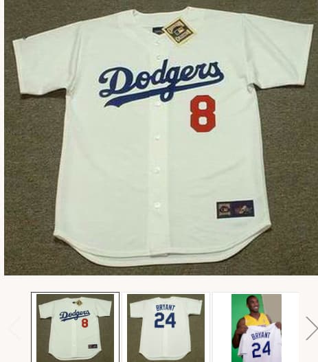 KOBE BRYANT Los Angeles Dodgers 1980's Home Majestic Throwback Baseball Jersey