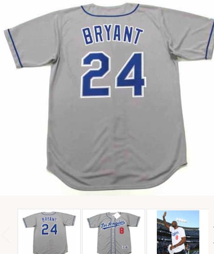 KOBE BRYANT Los Angeles Dodgers 1990's Away Majestic Throwback Baseball Jersey
