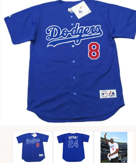 KOBE BRYANT Los Angeles Dodgers 2000's Majestic Throwback Baseball Jersey