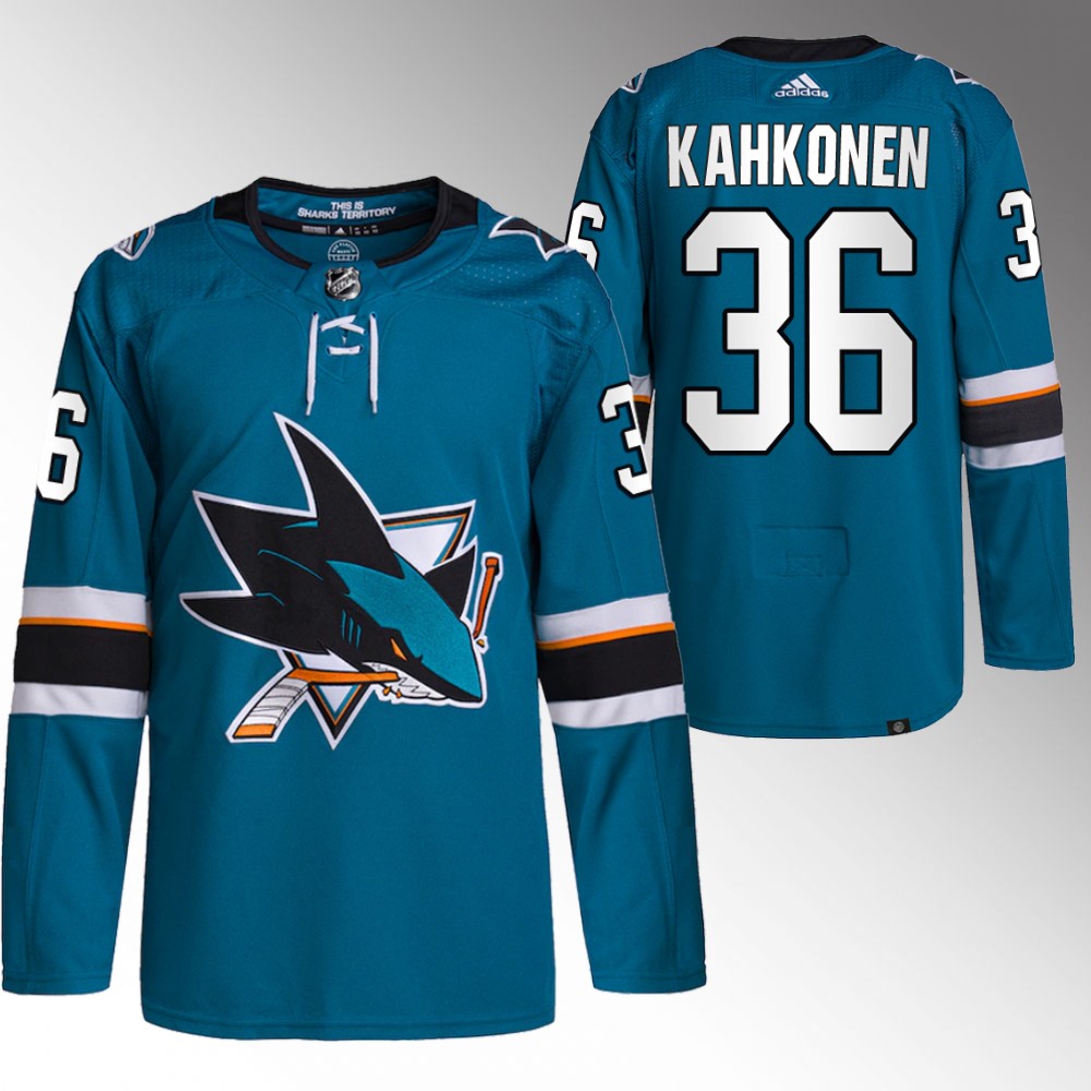 Kaapo Kahkonen San Jose Sharks Teal Primegreen Authentic Home Jersey