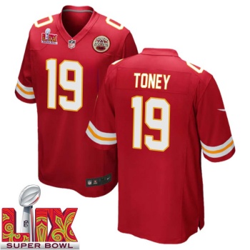 Kadarius Toney No 19 Men Super Bowl LIX Kansas City Chiefs Home Game 2025 Jersey- Replica