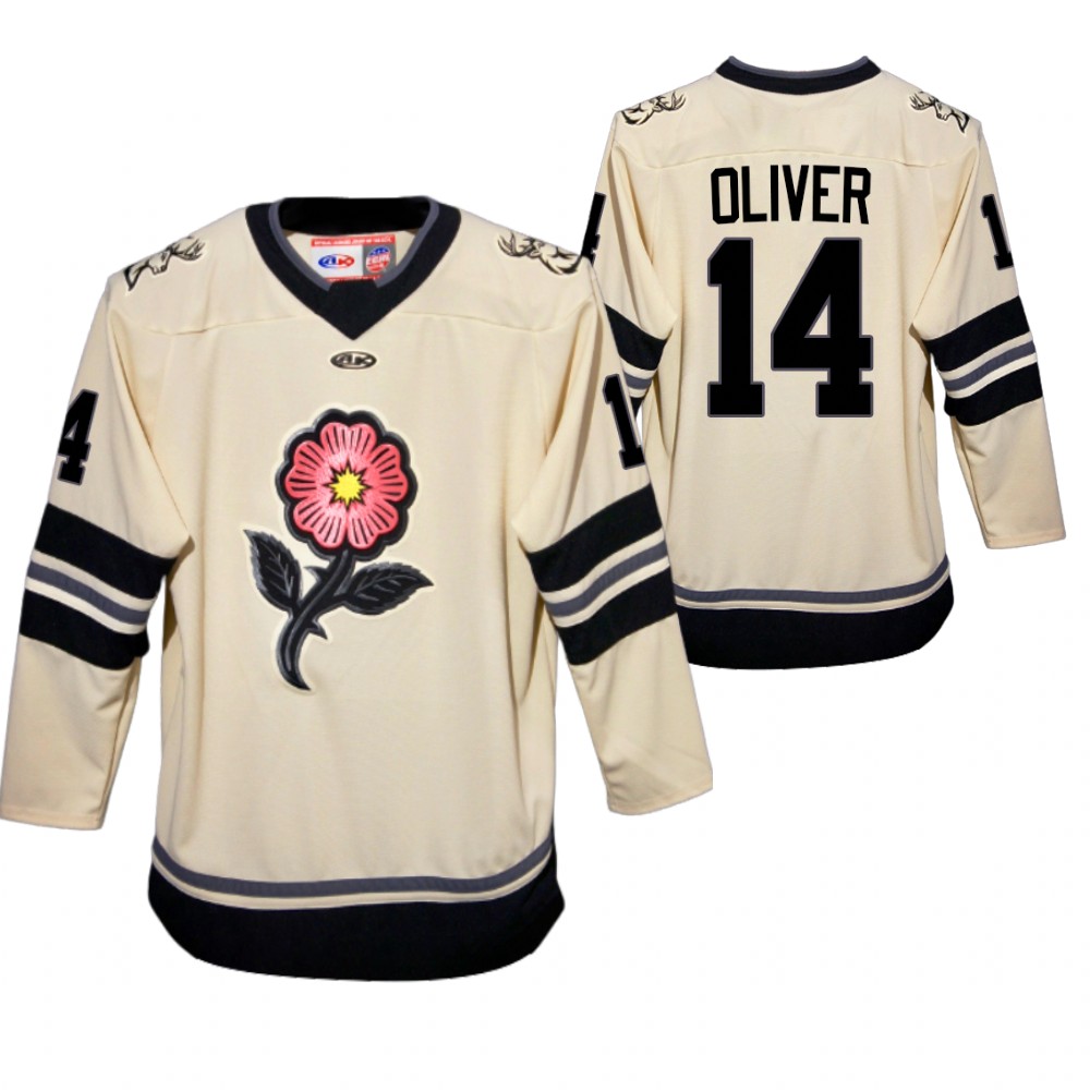 Kade Oliver Jersey Iowa Heartlanders Wild Prairie Rose Gray 2022 Third