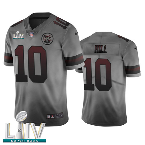Kansas City Chiefs #10 Tyreek Hill Smoky Gray Super Bowl LIV 2020 Men's Nike Vapor Limited City Edition NFL Jersey