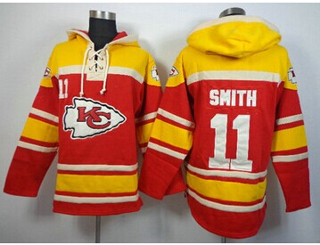 Kansas City Chiefs #11 Alex Smith Orange-Red Sawyer Hooded Sweatshirt Stitched Jersey