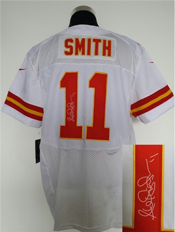 Kansas City Chiefs #11 Alex Smith White Nik Elite Signed Jersey