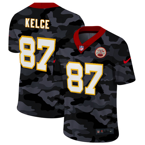 Kansas City Chiefs #87 Travis Kelce Men's Nike 2020 Black CAMO Vapor Untouchable Limited Stitched NFL Jersey
