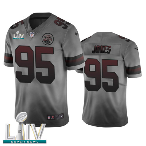 Kansas City Chiefs #95 Chris Jones Smoky Gray Super Bowl LIV 2020 Men's Nike Vapor Limited City Edition NFL Jersey