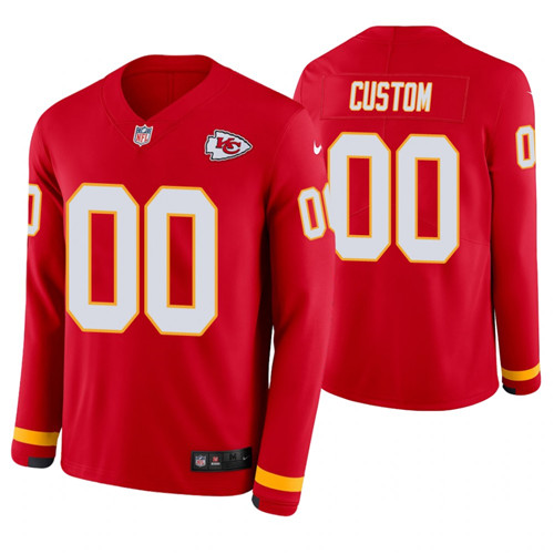 Kansas City Chiefs Custom Red Therma Long Sleeve Jersey