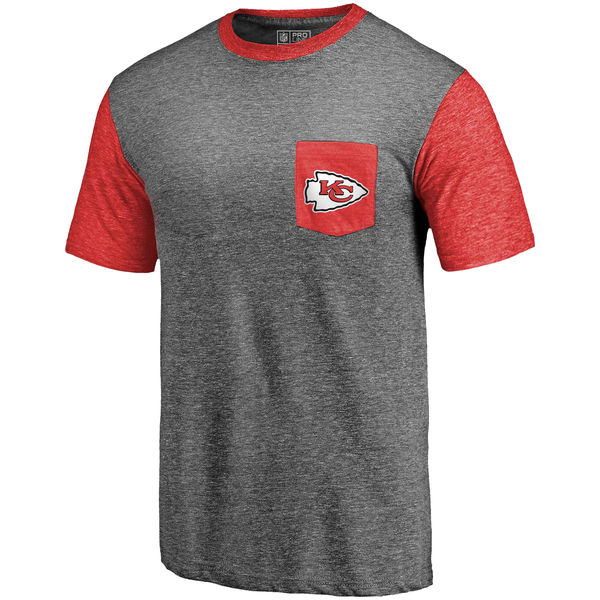 Kansas City Chiefs Pro Line By Fanatics Branded Heathered Gray Red Refresh Pocket T-Shirt