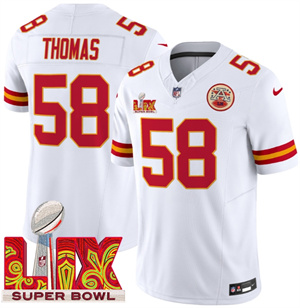 Kansas City Chiefs Super Bowl LIX Patch Vapor Limited   Jersey - All Stitched    Derrick Thomas 58