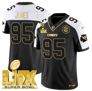 Kansas City Chiefs Super Bowl LIX Patch Vapor Limited   Jersey - All Stitched  Alternate Chris Jones 95
