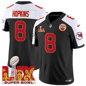 Kansas City Chiefs Super Bowl LIX Patch Vapor Limited   Jersey - All Stitched  Black Alternate DeAndre Hopkins 8