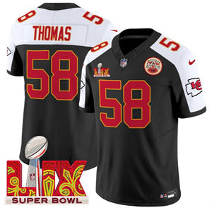 Kansas City Chiefs Super Bowl LIX Patch Vapor Limited   Jersey - All Stitched  Black Alternate Derrick Thomas