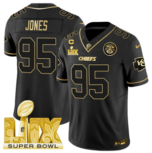 Kansas City Chiefs Super Bowl LIX Patch Vapor Limited   Jersey - All Stitched  Black Gold Chris Jones
