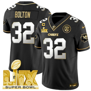 Kansas City Chiefs Super Bowl LIX Patch Vapor Limited   Jersey - All Stitched  Black Limited Nick Bolton 32
