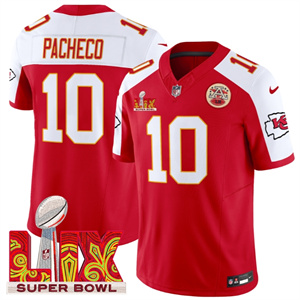 Kansas City Chiefs Super Bowl LIX Patch Vapor Limited   Jersey - All Stitched  Red Alternate Isiah Pacheco 10