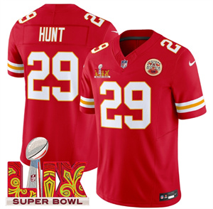 Kansas City Chiefs Super Bowl LIX Patch Vapor Limited   Jersey - All Stitched  Red Kareem Hunt 29