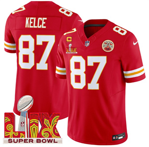 Kansas City Chiefs Super Bowl LIX Patch Vapor Limited   Jersey - All Stitched  Red Travis Kelce 87