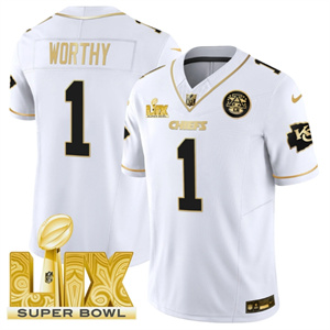 Kansas City Chiefs Super Bowl LIX Patch Vapor Limited   Jersey - All Stitched  Xavier Worthy  1