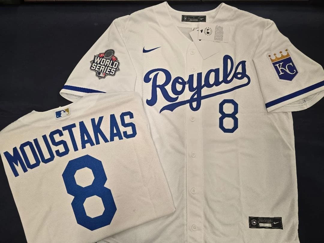 Kansas City Royals   2015 WORLD SERIES Sewn Baseball JERSEY  Mike Moustakas