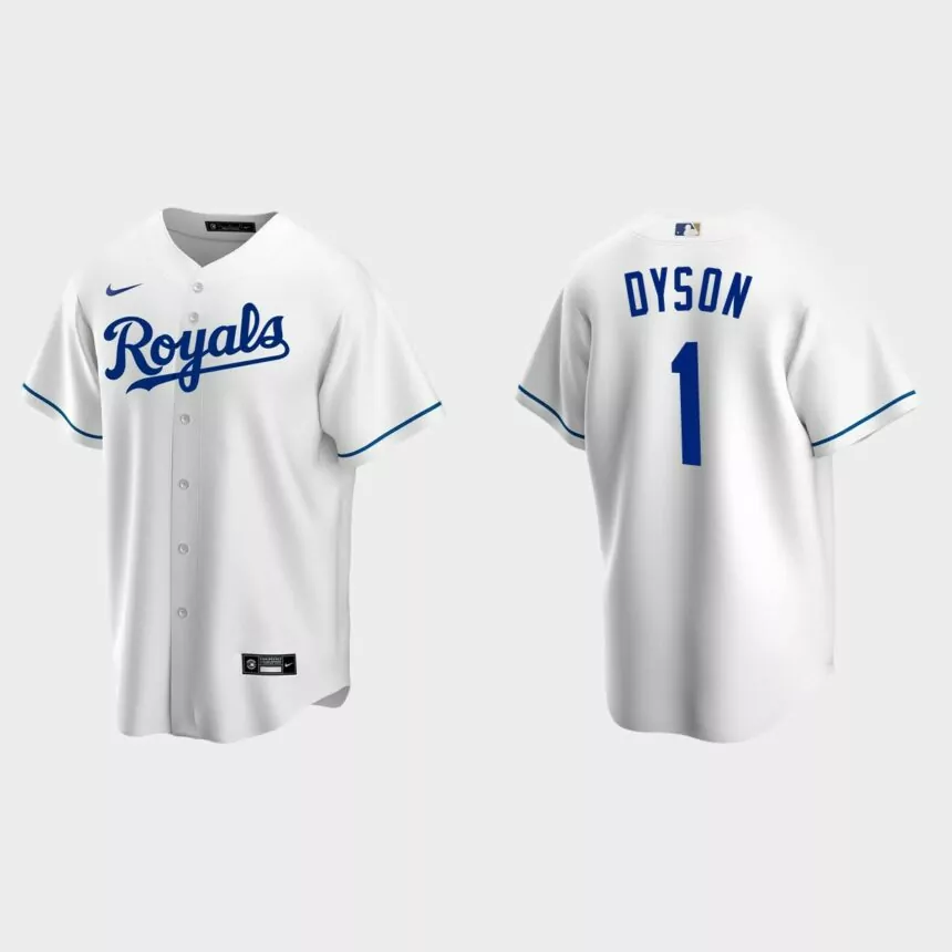 Kansas City Royals #1 Jarrod Dyson Replica Home Jersey – White
