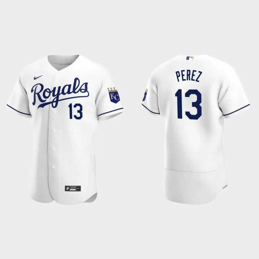 Kansas City Royals #13 Salvador Perez 2020 Home Authentic Jersey – White