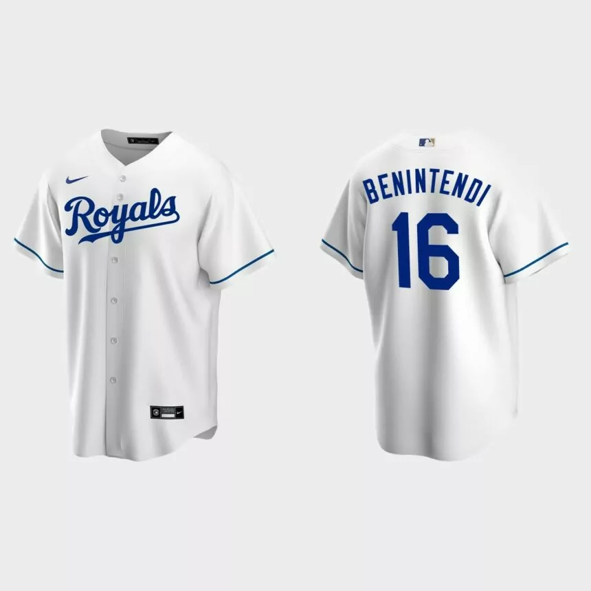 Kansas City Royals #16 Andrew Benintendi Replica Home Jersey – White