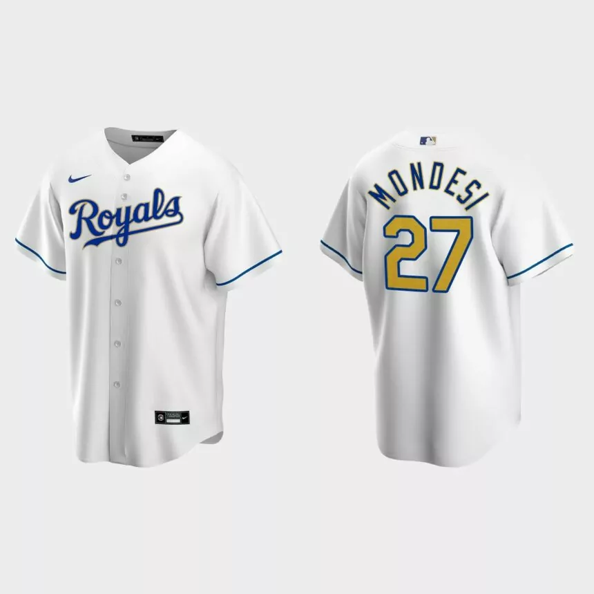 Kansas City Royals #27 Adalberto Mondesi Cool Base Replica Home Jersey – White