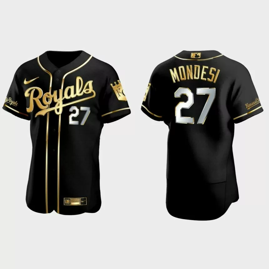 Kansas City Royals #27 Adalberto Mondesi Golden Edition Authentic Jersey – Black