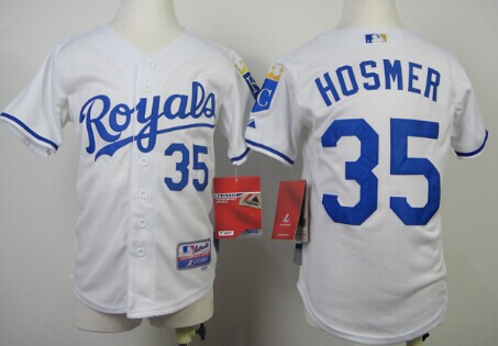 Kansas City Royals #35 Eric Hosmer White Kids Jersey 
