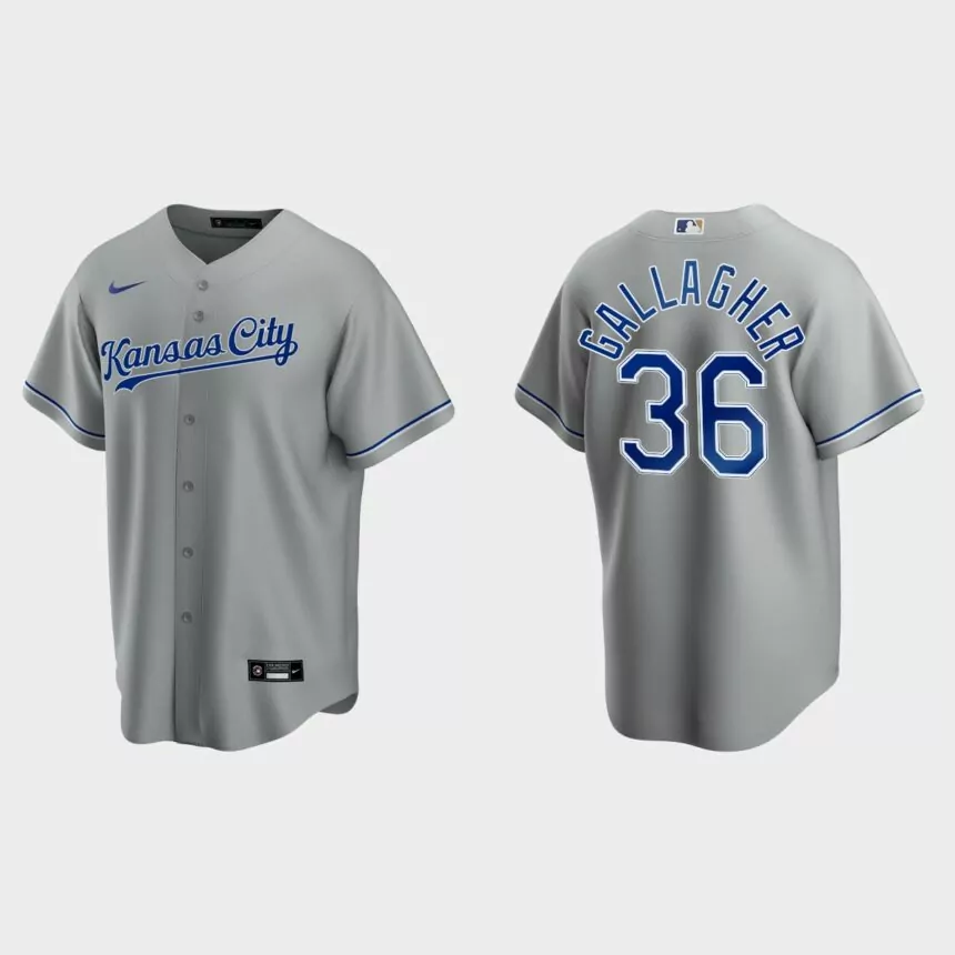 Kansas City Royals #36 Cam Gallagher Cool Base Replica Road Jersey – Gray