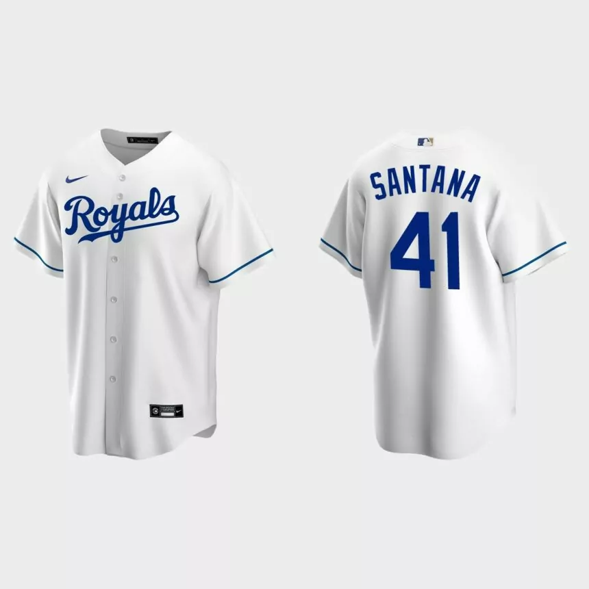 Kansas City Royals #41 Carlos Santana Replica Home Jersey – White