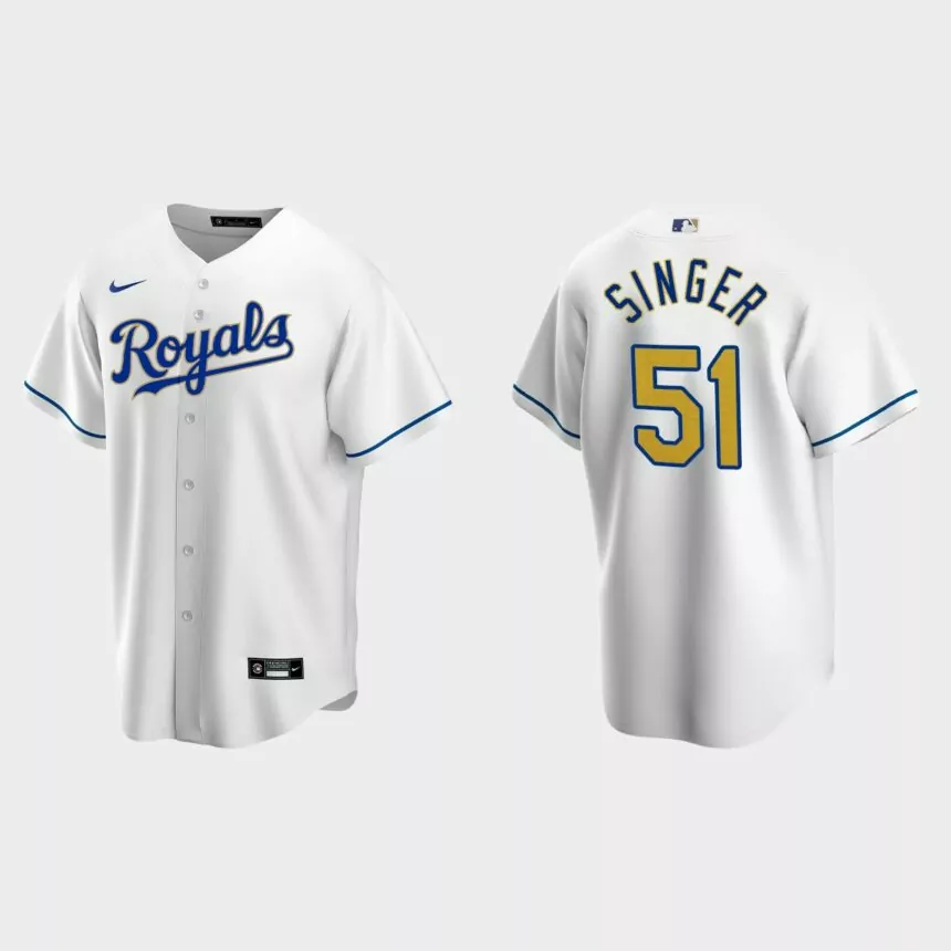 Kansas City Royals #51 Brady Singer Cool Base Replica Home Jersey – White