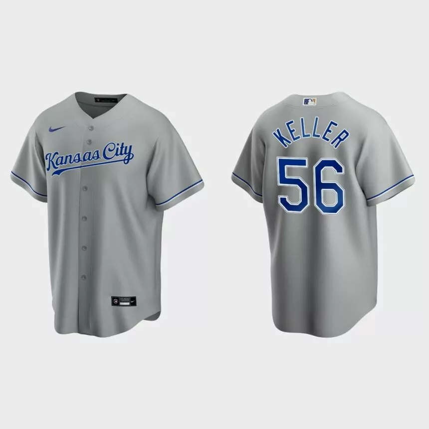 Kansas City Royals #56 Brad Keller Cool Base Replica Road Jersey – Gray