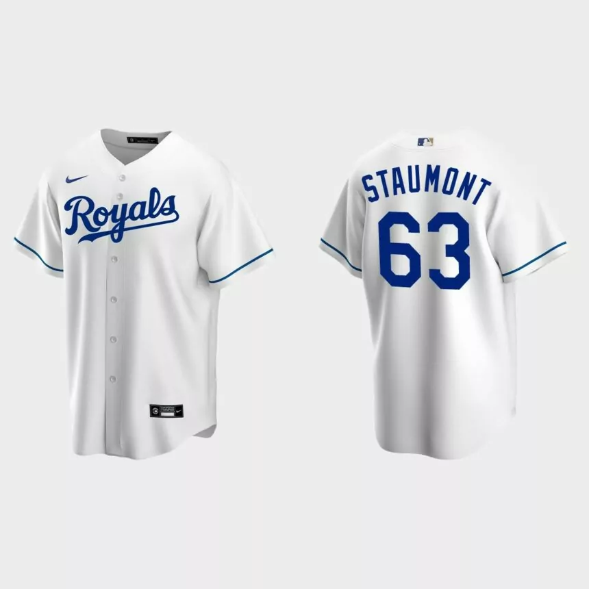 Kansas City Royals #63 Josh Staumont Replica Home Jersey – White