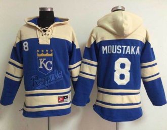 Kansas City Royals #8 Mike Moustakas Light Blue Sawyer Hooded Sweatshirt Baseball Hoodie