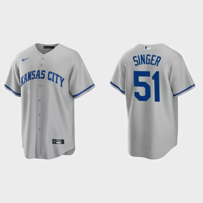 Kansas City Royals Brady Singer Replica Road Jersey – Gray