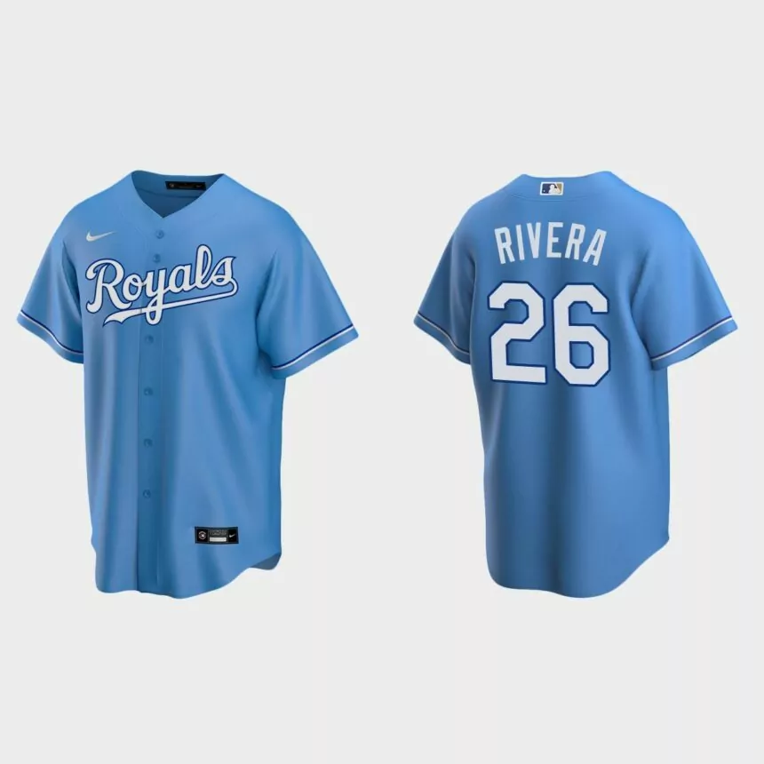 Kansas City Royals Emmanuel Rivera Replica Alternate Jersey – Light Blue