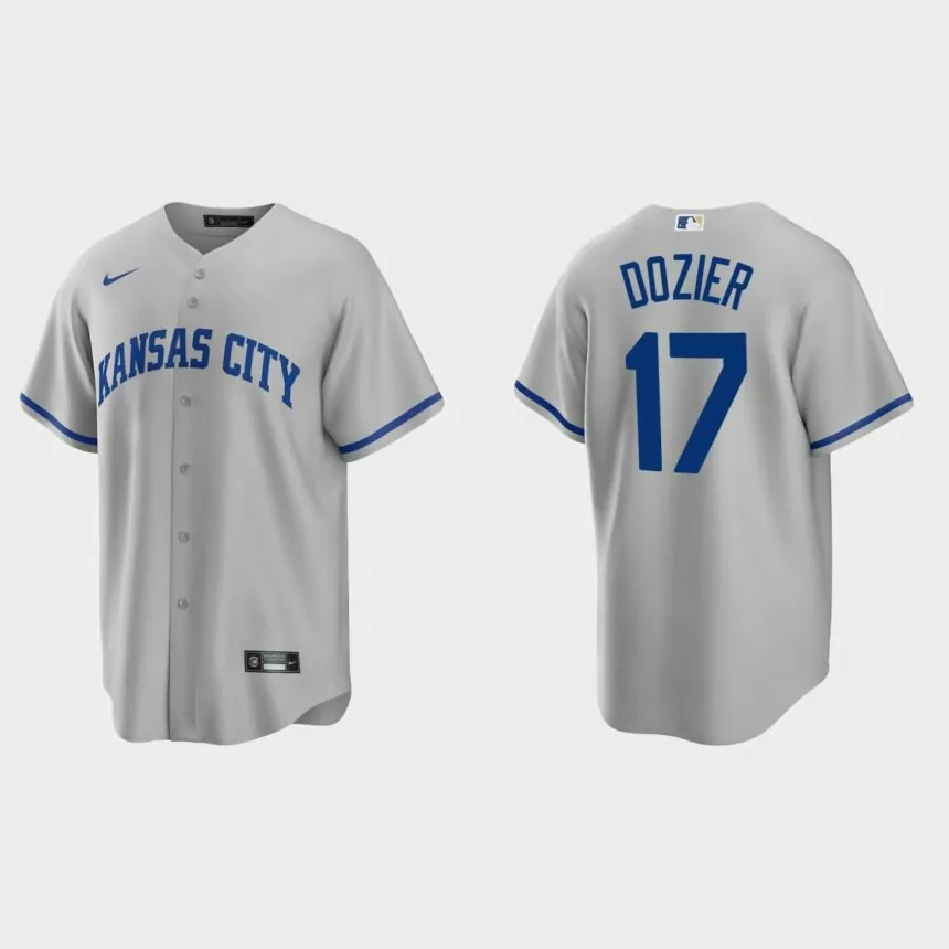 Kansas City Royals Hunter Dozier Replica Road Jersey – Gray