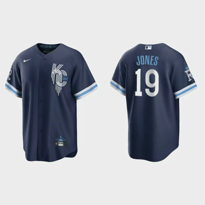 Kansas City Royals JaCoby Jones 2022 City Connect Replica Jersey – Navy