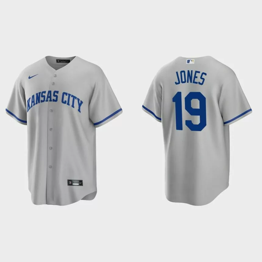 Kansas City Royals JaCoby Jones Replica Road Jersey – Gray