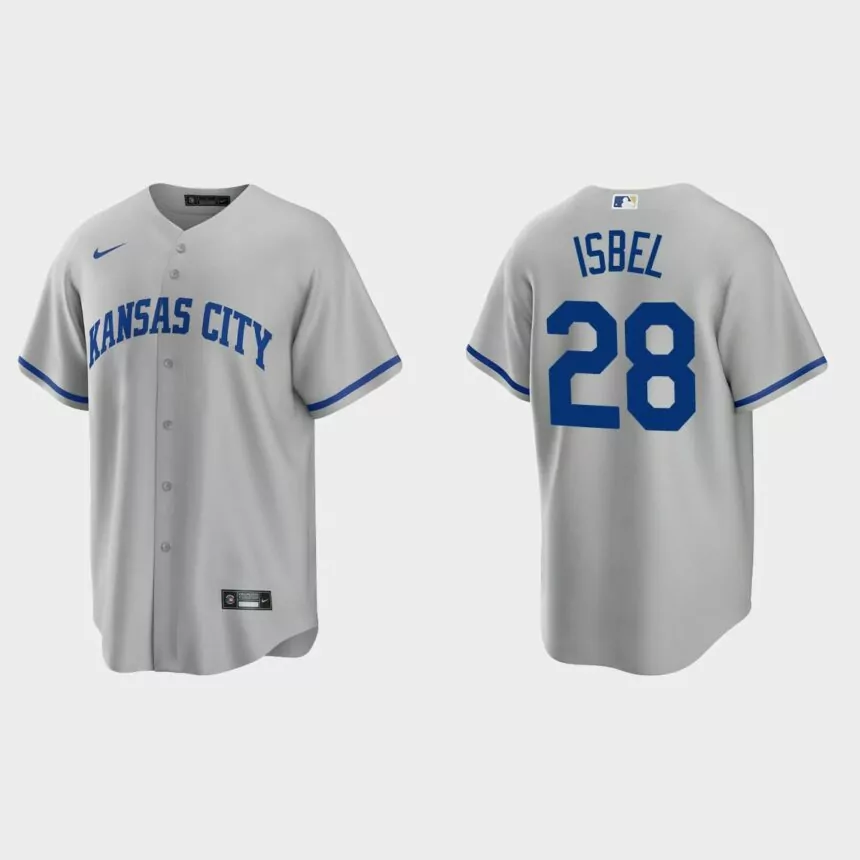Kansas City Royals Kyle Isbel Replica Road Jersey – Gray