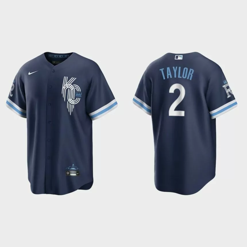 Kansas City Royals Michael Taylor 2022 City Connect Replica Jersey – Navy