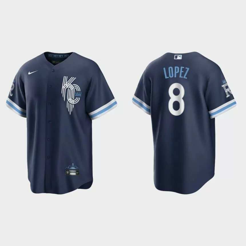 Kansas City Royals Nicky Lopez 2022 City Connect Replica Jersey – Navy