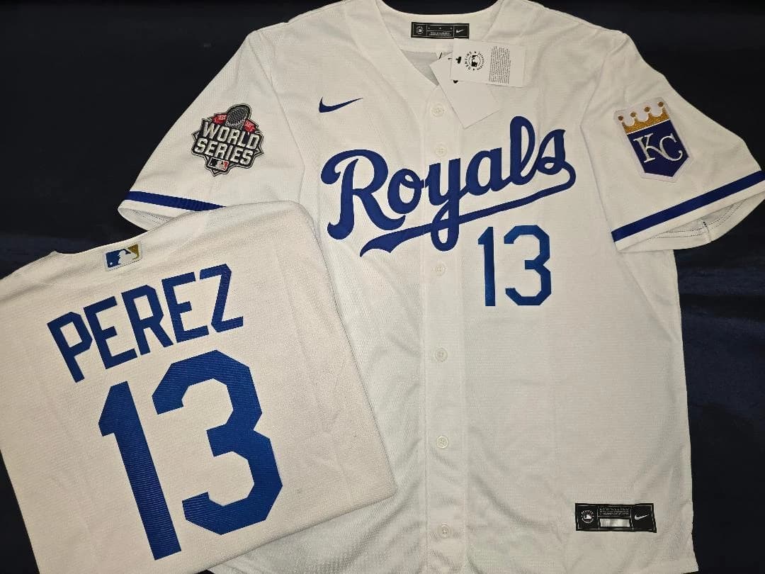 Kansas City Royals PEREZ   2015 WORLD SERIES Sewn Baseball JERSEY