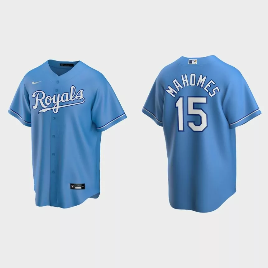 Kansas City Royals Patrick Mahomes Replica Alternate Jersey – Light Blue