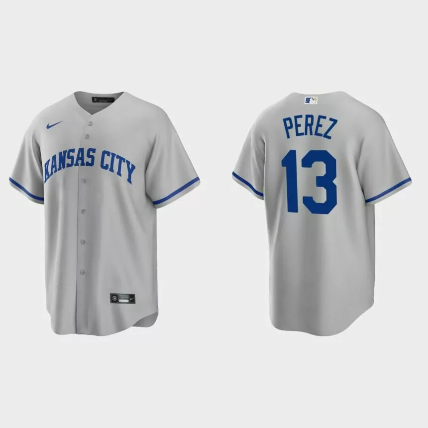 Kansas City Royals Salvador Perez Replica Road Jersey – Gray
