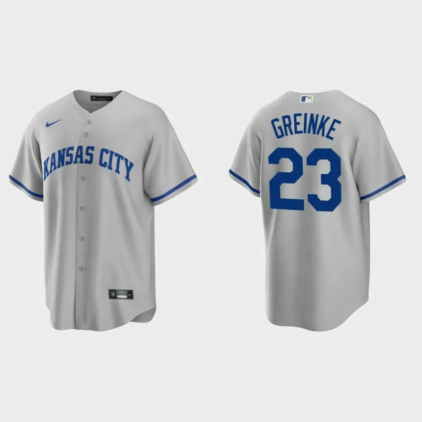Kansas City Royals Zack Greinke Replica Road Jersey – Gray