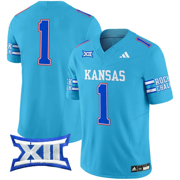 Kansas Jayhawks 2024   Football Jersey - All Stitched OLD KU #1  no  name